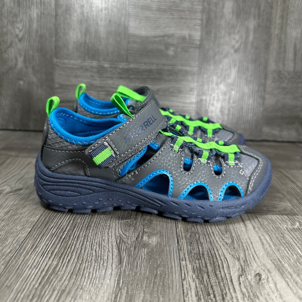 Merrell Hydro Trekker Sandals Kids 12M Grey Blue Green Water Shoes NEW MK126301